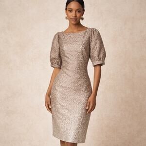 Badgley Mischka Ombre Embroidered Sequin Cocktail Dress 6